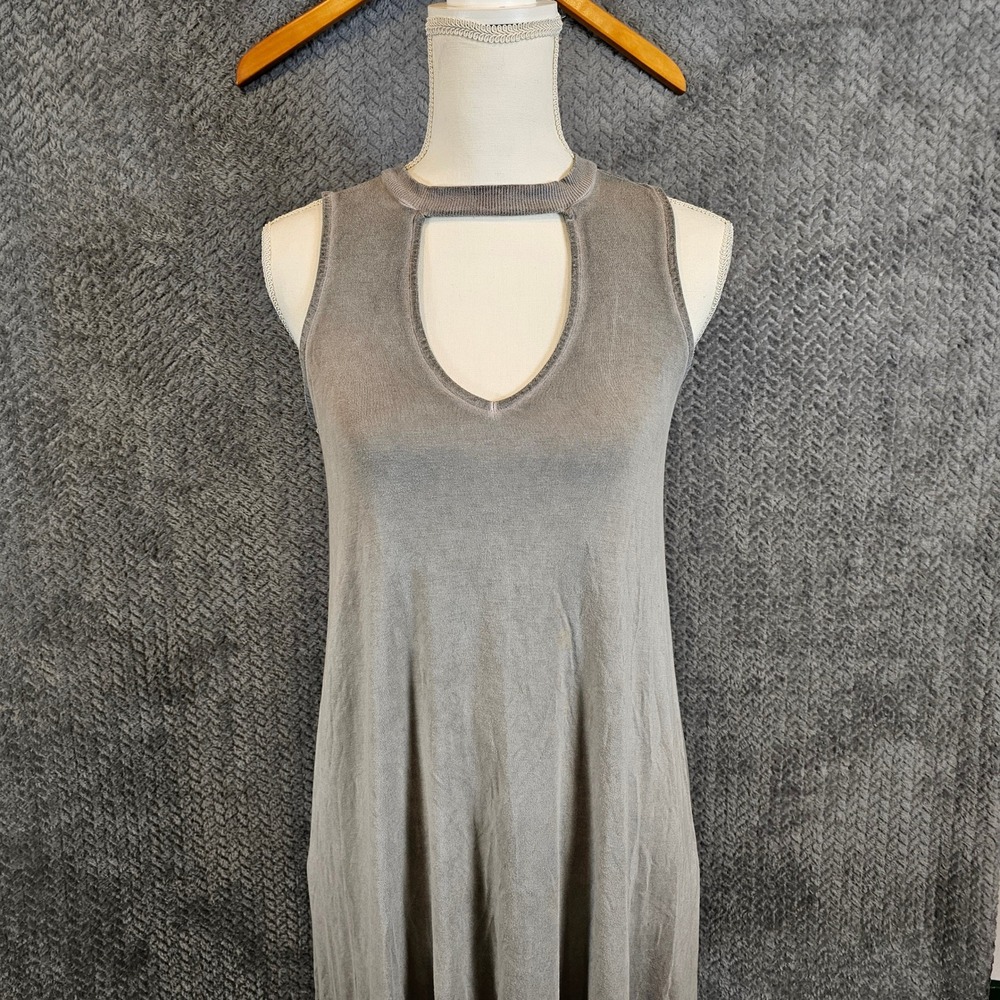 American Eagle Gray Choker Neck Cutout Sleeveless Mini Dress Womens Medium 1018